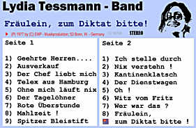 Lydia Tessmann Band - Cassette Fräulein, zum Diktat bitte!